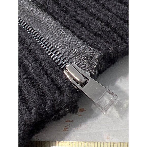 Ann Taylor Wool Blend Sweater Medium Black & White Geometric Pattern Side Zip - Picture 6 of 6